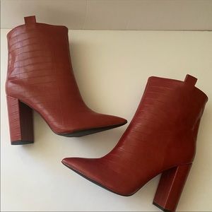 Red Croc PU booties